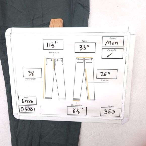 DSCP Medium Wash Button Zip Casual Chino Pants Mens Size 35S Green - Picture 8 of 9